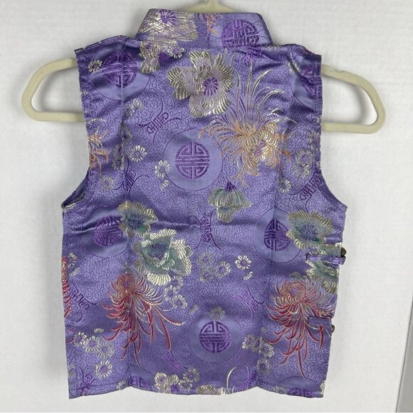NWT - Kids, Tibetan Traditional Brocade Half Vest - Purple. Size: S - Picture 2 of 9